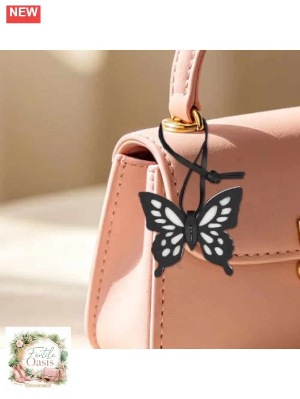 2pc Leather Butterfly Bag Charm Keychain for Backpacks Purses Wallets